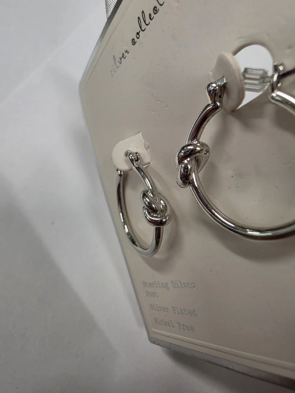 a new day Silver Knot Detail Hoop Earrings Sterling Silver Post
